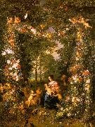 Jan Brueghel Holy Family in a Flower Fruit Wreath oil painting artist